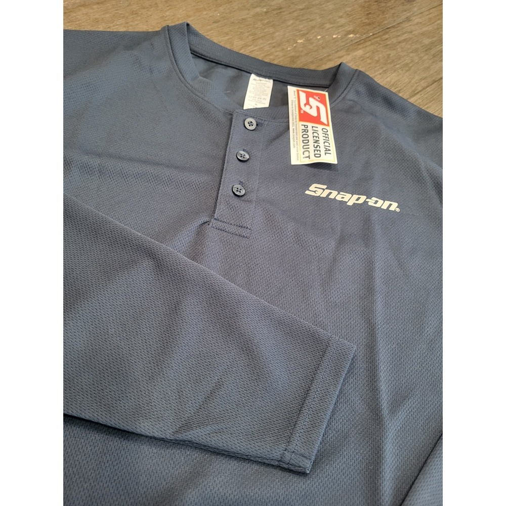 New** Snap-On Tools Mens Henley Long Sleeve Shirt XL Navy Blue Super Soft!!